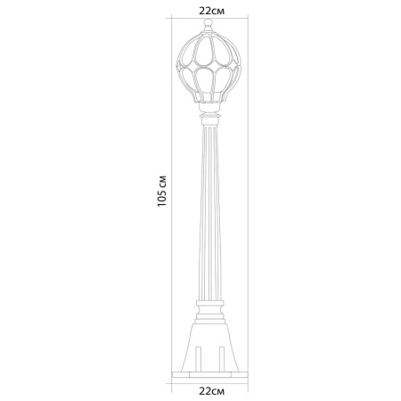 Светильник садово-парковый Feron PL3806 круглый, столб 60W 230V E27, черное золото