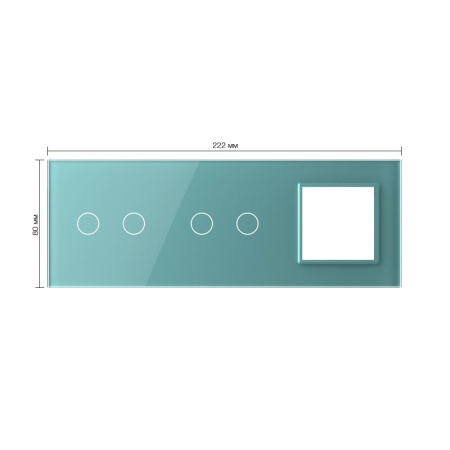 Панель для двух сенсорных выключателей и розетки, 4 клавиши (2+2), цвет зеленый, стекло Livolo