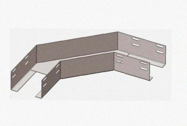 Лоток угловой глухой КГГ 300х100-90 УХЛ1 поворот на 90, горячее цинкование S 1,5 мм
