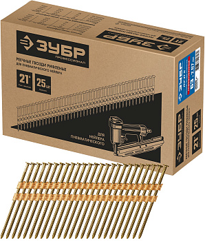 РГР-21-Ц 63 мм реечные гвозди рифленые оцинкованные, 3000 шт. ЗУБР