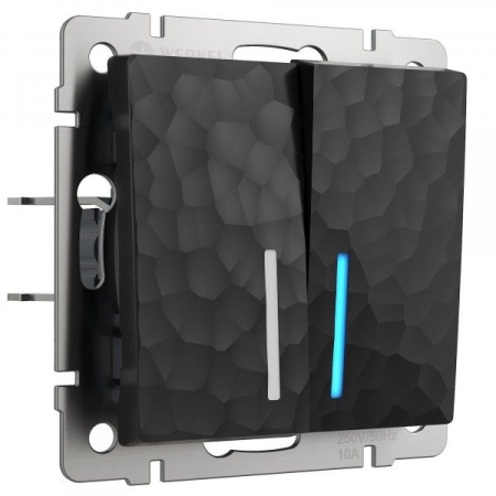 Hammer Механизм выключателя СУ 2 кл. с подсветкой 10А Черный IP20 Werkel