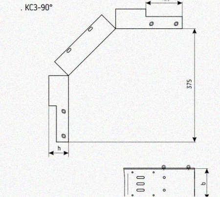 Лоток замковый перфорированный КСЗ 150х80-90 УХЛ1 для поворота трассы вниз на 90, горячее цинкование, S1,5