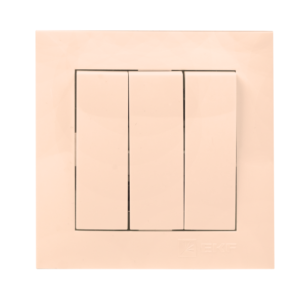 Валенсия выключатель 3-кл, 10А кремовый PROxima EKF