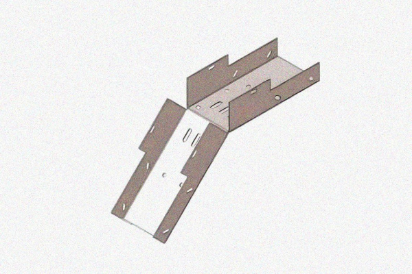 Лоток замковый глухой КСЗГ 200х100-45 УХЛ1 для поворота трассы вниз на 45, горячее цинкование, S1,5
