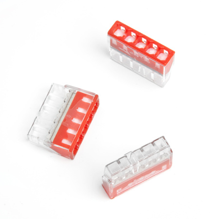 Клемма монтажная 5-проводная с пастой STEKKER для 1-жильного проводника, LD2273-245 (5 штук в упаковке)