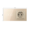 Трехклавишный сенсорный выключатель с розеткой 2 поста, цвет шампань Livolo