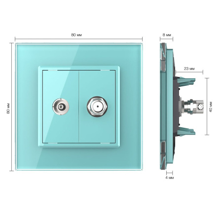 Розетка ТВ/Спутниковая SAT Зеленая Livolo
