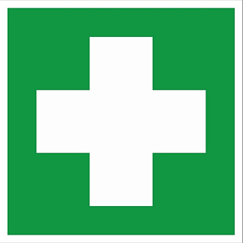 Знак медицинского и санитарного назначения EC 01 "Аптечка первой медицинской помощи" 200х200 мм, пленка самоклеящаяся с покрытием фотолюминесцентным Г