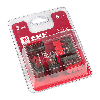 Клемма СМК 221-413 3 отверстия 0,2-4,0 мм2 блистер (5шт) PROxima EKF