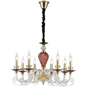 Люстра подвесная Золото, Прозрачный, Гранатовый E14 8*40Вт WE170.08.373 WERTMARK