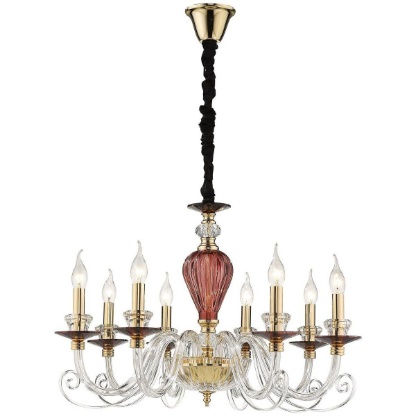 Люстра подвесная Золото, Прозрачный, Гранатовый E14 8*40Вт WE170.08.373 WERTMARK