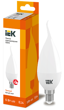 Лампа светодиодная CB35 свеча на ветру 5Вт 230В 3000К E14 IEK