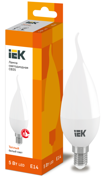 Лампа светодиодная CB35 свеча на ветру 5Вт 230В 3000К E14 IEK