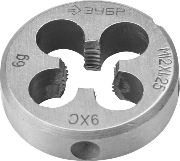 М12x1.25мм, плашка, сталь 9ХС, круглая ручная ЗУБР