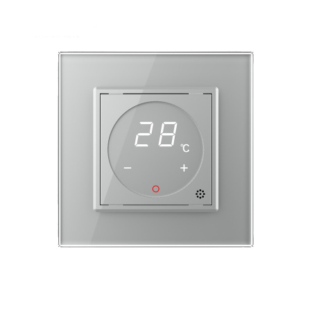 Терморегулятор пола 16А, сенсорное управление, датчик воздуха, 1 пост, цвет серый Livolo