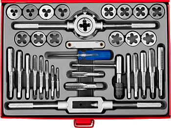 35 предметов, набор метчиков и плашек, сталь 9ХС ЗУБР