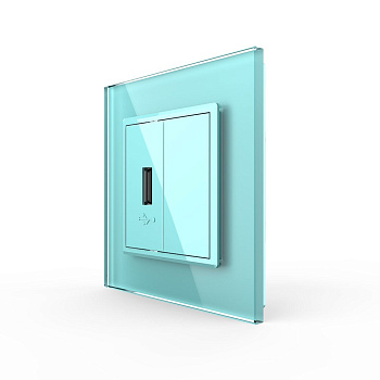 Розетка USB с блоком 5В 2.1А Зеленая Livolo