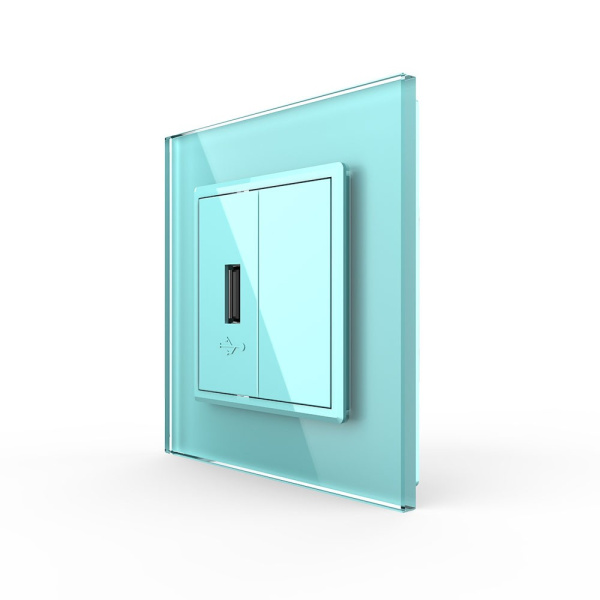 Розетка USB с блоком 5В 2.1А Зеленая Livolo