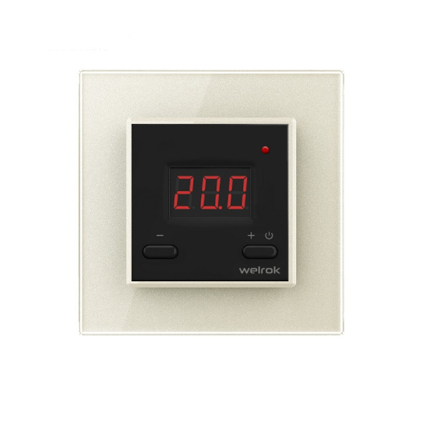 Терморегулятор Welrok ST для рамки LIVOLO с электронным управлением, датчик пола 3 м, цвет черный с жемчужной рамкой
