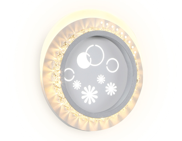 Настенный светодиодный светильник с хрусталем FA272 WH/GR белый/серый LED 3000K+6400K 24W 200*180*50 Ambrella Light