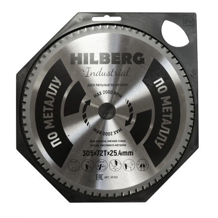 Диск пильный Industrial Металл 305*25,4*72Т HF305 Hilberg