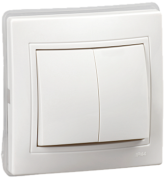 KVARTA Выключатель 2-клавишный ВС10-2-0-КБ-44 10А IP44 белый IEK