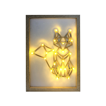 12-179 Светодиодный ночник "Лиса", теплый белый, 2хАА, МДФ, 300х200х40мм. Apeyron