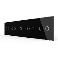 Панель для пяти сенсорных выключателей, 9 клавиш (2+2+1+2+2), цвет черный, стекло Livolo