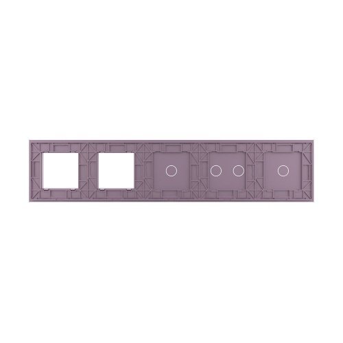Панель для 3-х сенсорных выключателей и 2-х розеток, 4 клавиши (1+2+1), цвет розовый, стекло Livolo фото 4