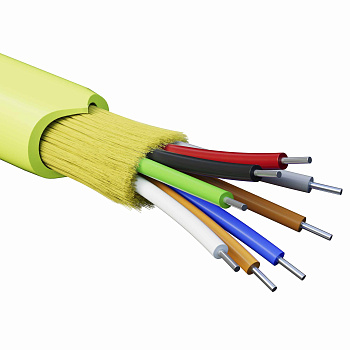 Кабель волоконно-оптич., расп.,арамидные упр.нити, внутр., нг(А)-HF, 8 ОВ, категория OM5(G.651.1) плотный буфер, 0,4 кН, барабан 2000 м DKC