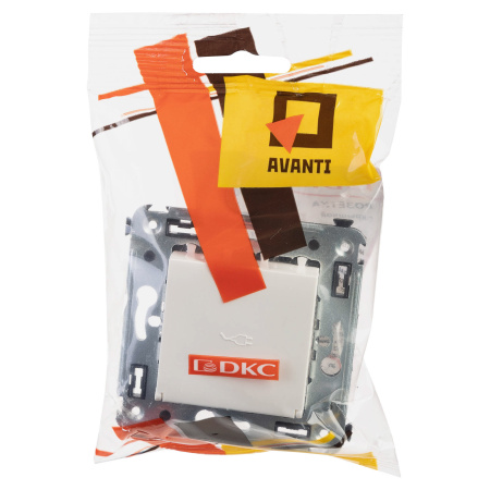 Розетка с крышкой в стену, 2P+E, с з/ш, "Avanti", "Белое облако" DKC