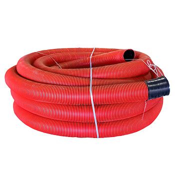 Труба гофр, двустенная ПНД/ПНД гибкая с протяжкой d125 мм (50 м) красная EKF-Plast