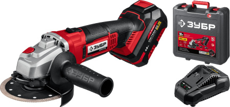 18В, 1 АКБ (4Ач), в кейсе, УШМ. УШМ-18-125-41 ЗУБР