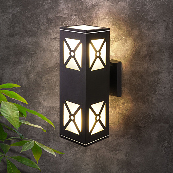 Уличный настенный светильник 2*E27 черный IP54 (a041976) Elektrostandard