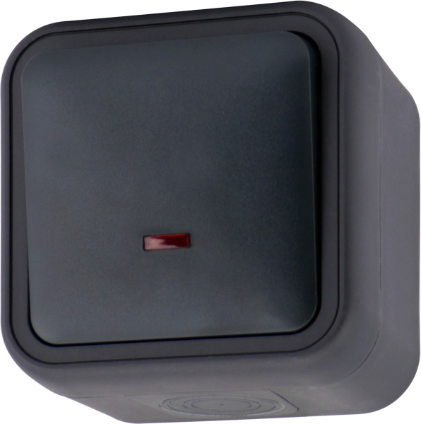 Donel W55 Переключатель 1-кл. накладной с подсветкой, антрацит, IP55, серия (тип) DIP55