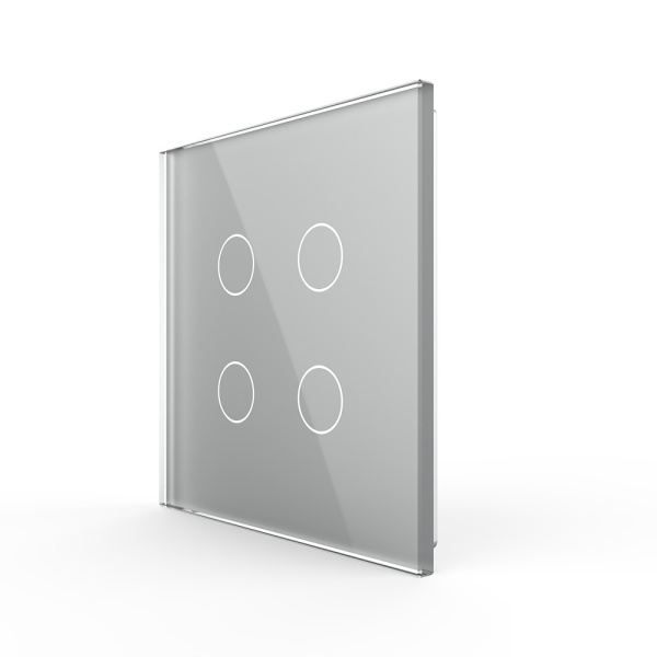 Панель для сенсорного выключателя UK стандарт, 4 клавиши, цвет серый, стекло Livolo