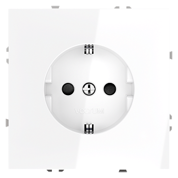 Розетка встраиваемая Voltum S70 с заземлением и защитными шторками, 16А, (белый глянцевый)