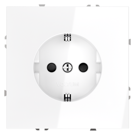Розетка встраиваемая Voltum S70 с заземлением и защитными шторками, 16А, (белый глянцевый)