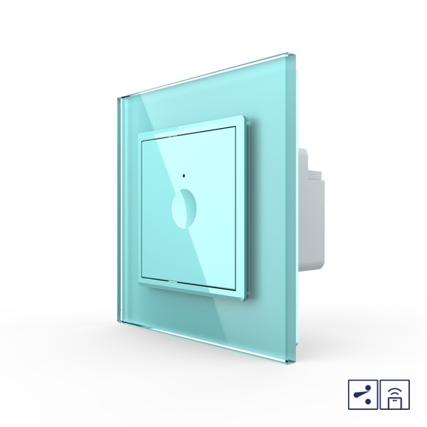 Одноклавишный проходной сенсорный выключатель Module с функцией радиоуправления, цвет зеленый Livolo