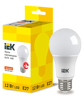 Лампа светодиодная ALFA A60 шар 12Вт 230В 3000К E27 IEK Лампа светодиодная ALFA A60 шар 12Вт 230В 3000К E27 IEK