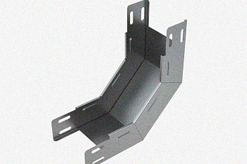 Лоток замковый глухой КПЗГ 200х50-90 УХЛ1 для поворота трассы вверх на 90, оцинкованный лист S1,5