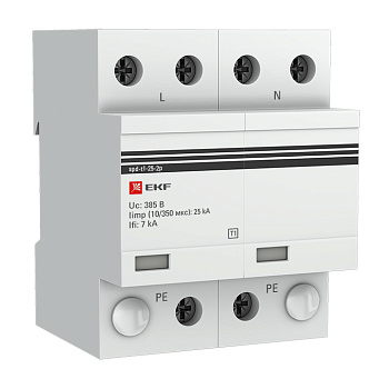 Устройство защиты от импульсных перенапряжений Тип 1 Iimp 25kA (10/350μs) 2P EKF 