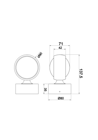 Бра 8Вт 3000K Черный IP20 Lens MOD072WL-L8B3K Technical