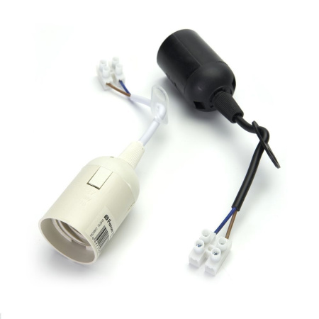 Патрон E27 подвесной с клеммой, 230V, огнеуп., медь, полипропилен, белый, LH108