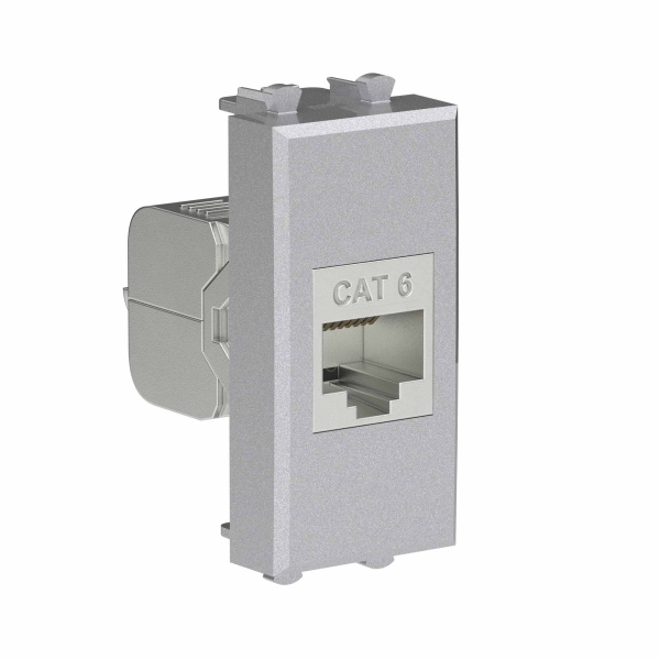 Компьютерная розетка RJ-45 без шторки модульная, кат.6 экранированная, "Avanti", "Закаленная сталь", 1 модуль DKC Компьютерная розетка RJ-45 без шторки модульная, кат.6 экранированная, "Avanti", "Закаленная сталь", 1 модуль DKC