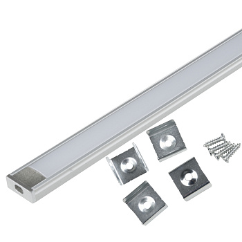 Профиль накладной алюминиевый с матовым рассеивателем 2000х15x6мм (2заг/4креп) Uniel