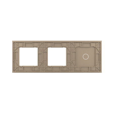 Панель для сенсорного выключателя и двух розеток, 1 клавиша, цвет золотой, стекло Livolo