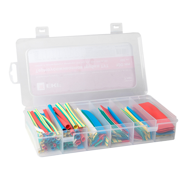 Набор ТУТ нг бокс: 5 цветов разного диаметра (4/2, 6/3, 8/4, 10/5, 12/6, 20/10) 105шт, 100мм, PROxima EKF