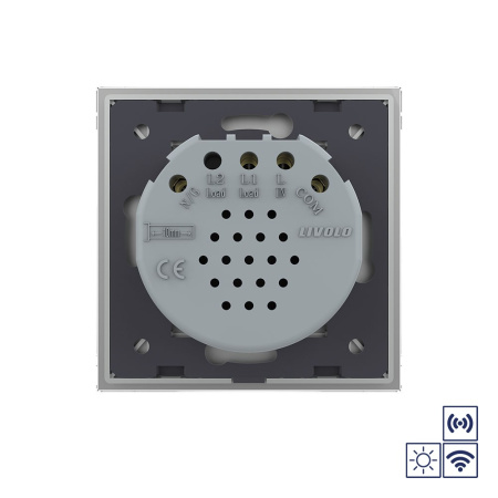 Сенсорный импульсный радиоуправляемый выключатель сухой контакт 1 клавиша 1 модуль Серый Livolo