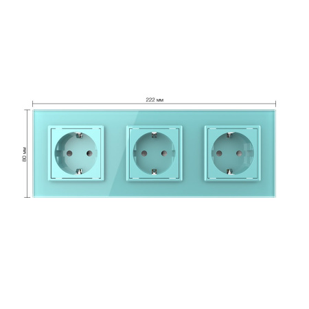 Розетка 3 модуля Зеленая Livolo